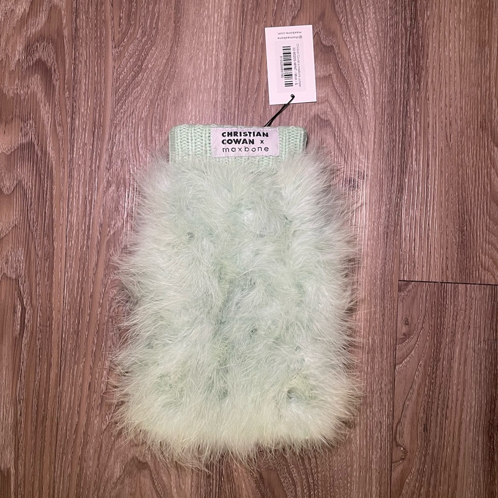 BNWT Christian Cowan x maxbone Feather Jumper for Dogs in Mint - Size Small